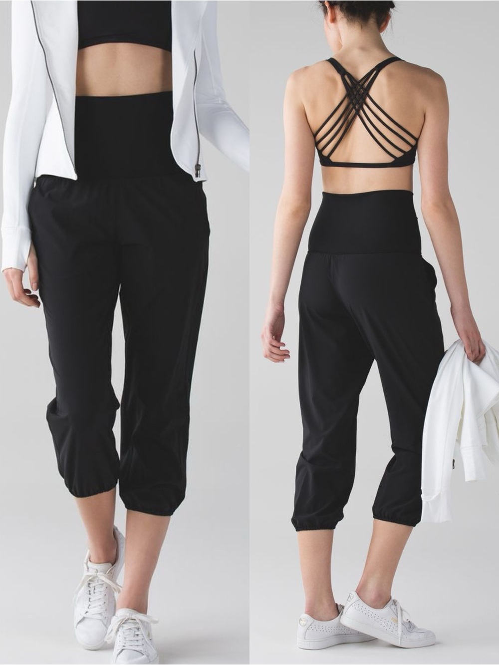Lululemon Om Pant Size 4 Black  Fold-over high waist.      Sk22
